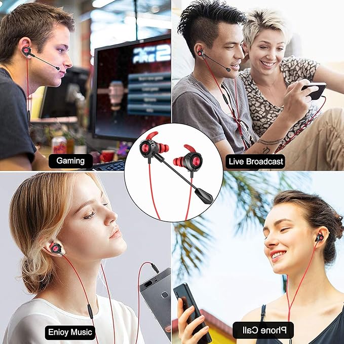 Gaming Headset with Microphone Wired Gaming Earbuds PC for PS4 PS5 One PlayStation 5 Games Mobile Phone,Detachable Stereo Bass Earphones Noise Cancelling Gaming Headphones with Mic Black