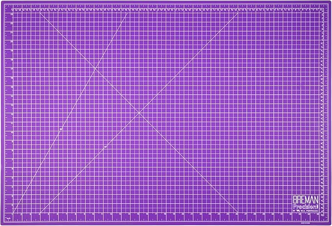 Breman Precision 24x36 Inch Self Healing Cutting Mat – 2-Sided 5-Ply PVC Purple/Gray Cutting Mats for Crafts, Sewing, Quilting & DIY Projects with Durable Non-Slip Surface and Precise Grid Lines