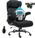 500lbs Big and Tall Office Chair Adjustable Lumbar Support for Back Pain, Extra Wide Seat Executive Office Chair Thick Armrest Pad, Heavy Duty Base&Upgraded Wheels, Ergonomic Comfy Computer Desk Chair