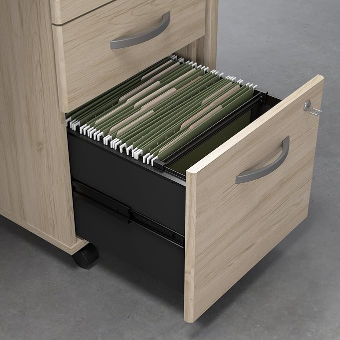 Bush Business Furniture 60W x 30D Office Desk with Mobile File Cabinet, Computer Table and Drawers for Home or Professional Workspace, Studio C Collection, Natural Elm