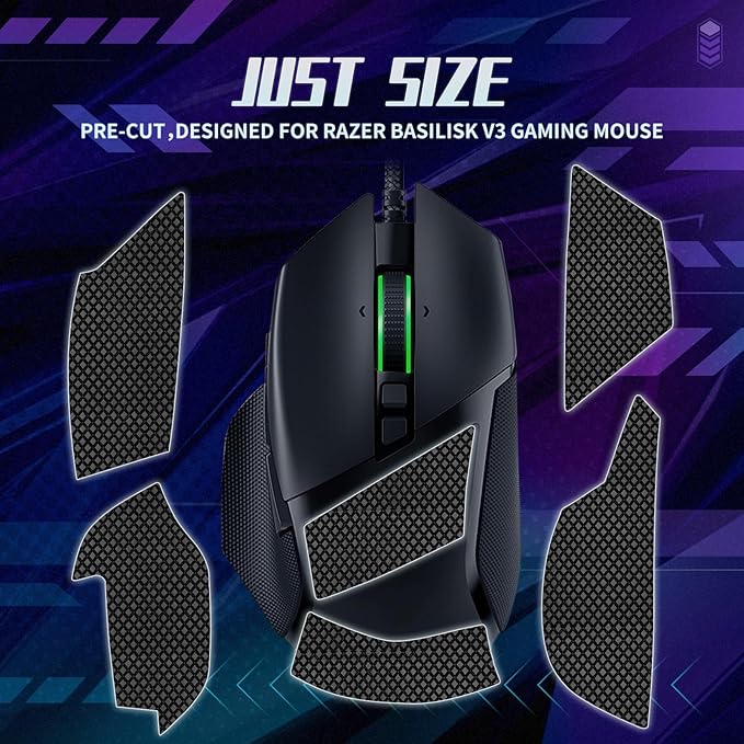 TALONGAMES Mouse Anti Slip Grip Tape Compatible with Razer Basilisk V3 / Basilisk V3 Pro Gaming Mouse, Palm Sweat Absorption, Thin 0.5mm, Cut to Fit, Easy to Apply, Mouse Skin