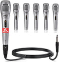 Pyle Professional Dynamic Microphone - 6-Pack Unidirectional Handheld Mic with Built-in Pop Filter, High Signal Output, 6.5 ft. XLR Audio Cable, Ideal for Stage, Karaoke & Studio Performances