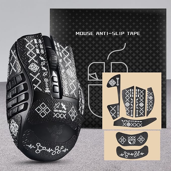 immoenuc Mouse Grip Tape Sticker for Razer Naga V2 Pro Wireless Gaming Mouse Anti Slip Skin Self-Adhesive,Pre-Cut,Sweat-Resistant (Printing Pattern)