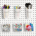Kuhome 6 Sets Pegboard Bins and Cups with Pegboard Hooks, Pegboard Accessories Baskets, Hooks for Pegboard Cup Holder for Organizing Craft Tools Storage Garage Office Workbench Transparent