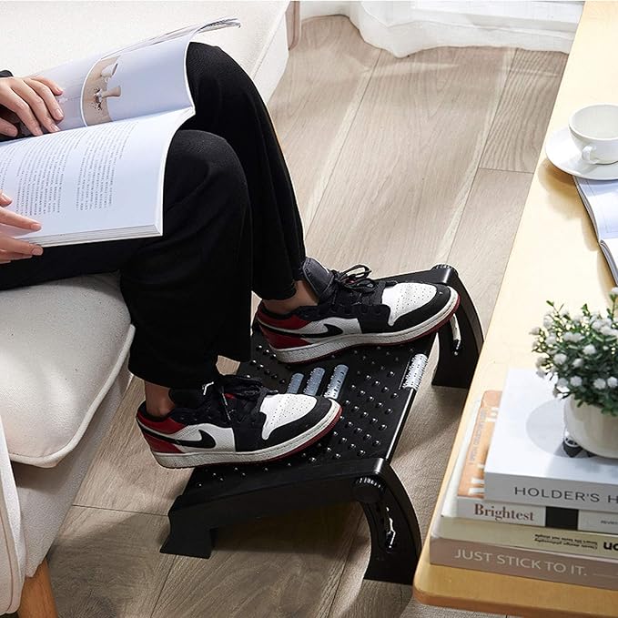 Foot Rest for Under Desk at Work Adjustable,Office Chair Foot Rest with Massage Surface and Roller,Pressure Relief for Comfort,6 Height Adjustable,Ergonomic Tilted Foot Stool for Home,Office
