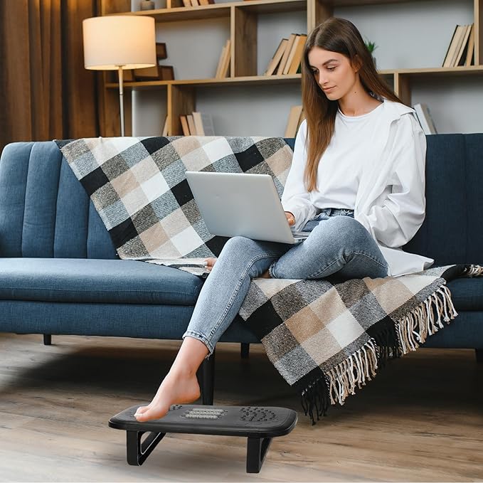 PATIKIL Foot Rest Non-Swingable Stools Leg Rest Footrest for Under Desk at Work Under Office Desk Chair Computer Gaming Promote Leg Circulation, Black/Gray