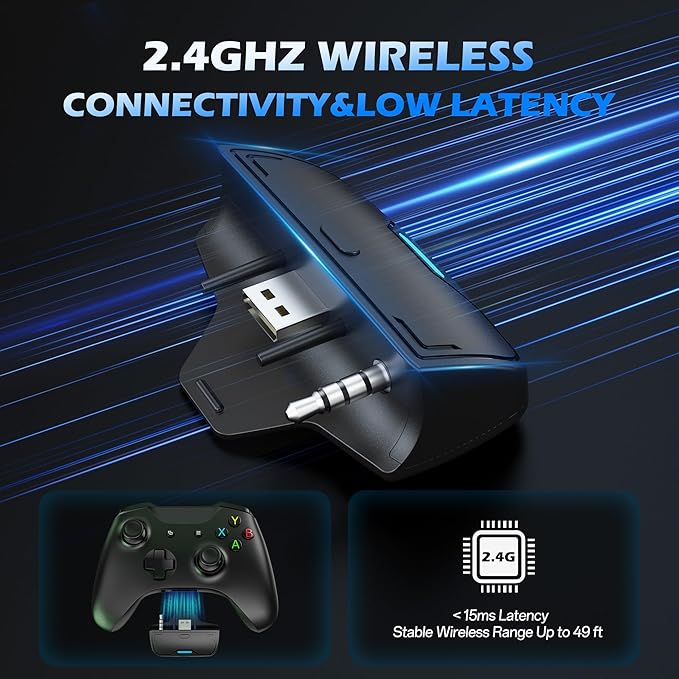BINNUNE Xbox Wireless Gaming Headset for Xbox Series X/S, Xbox One,120H Ultra-Long Battery, Bluetooth 5.3 Gaming Headphones with Noise-Canceling Mic, Comfortable Over-Ear Headphones