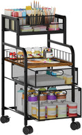 SWTYMIKI Rolling Cart with Drawers - Metal Utility Cart with Wood Shelf, DIY Divider and Locking Wheels, Craft & Art Cart Organizer for Under Desk Storage for Home Office Studio, Espresso