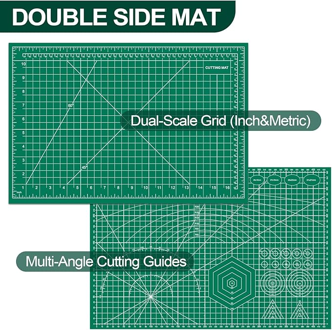 Self Healing Cutting Mat 12×18 Inch, Fabric Cutting Mats for Crafts, Double Sided Sewing Boards for Quilting Hobby Scrapbooking 5 Layers 1 Pack