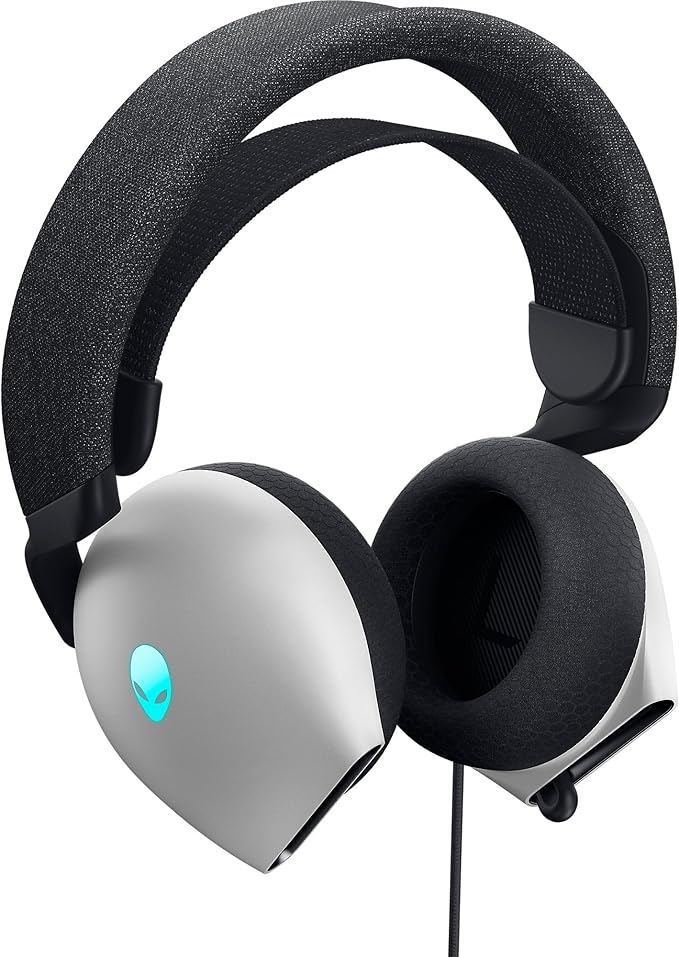 Alienware AW520H Wired Gaming Headset - Dolby Atmos, Unidirectional, AlienFX 16.8 Million RGB Colors, Microphone Mute, Volume On-headset Controls, 40mm Hi-Res Certified - Lunar Light