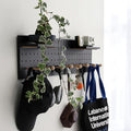 Wooden Pegboard Accessories Set: Modular Wall Hooks & Shelf for Garage, Office & Home Organization(Black Colored Finish-B)