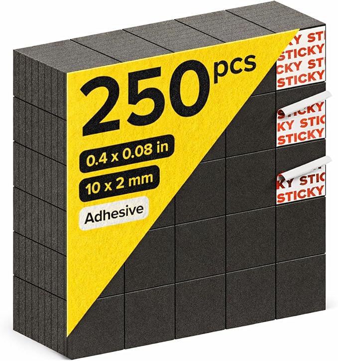 Hyper-Sticky Magnets with Adhesive Backing (250 pcs) - Strong Magnetic Squares for Whiteboard, Fridge, Crafts - Easy to Cut Stickers for Planning and Organization