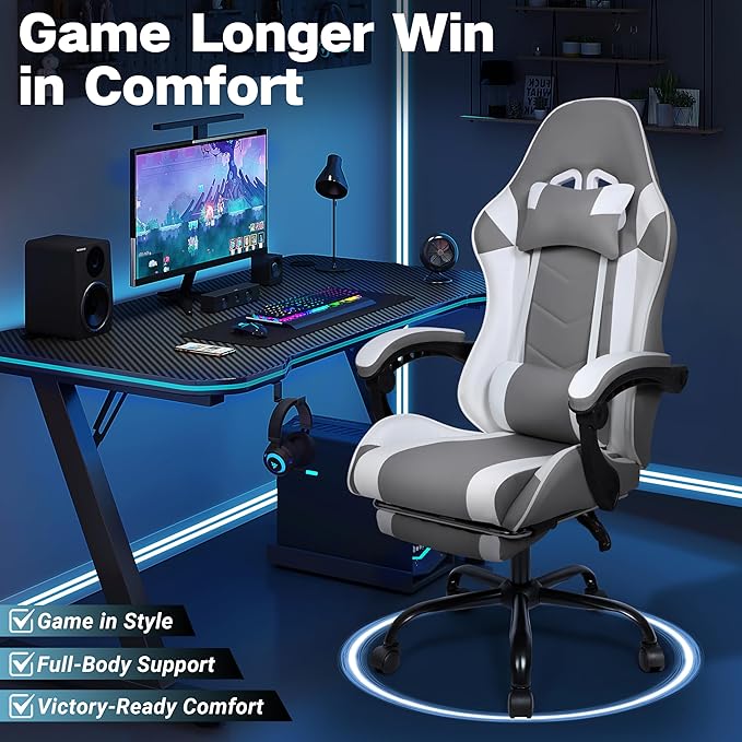 Gaming Chair,Height Adjustable Chair with 360°Office Desk Chair,Heavy Duty 330lbs Video Game Chair for Adults