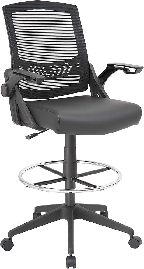 Boss Office Products Drafting Stool with, Black