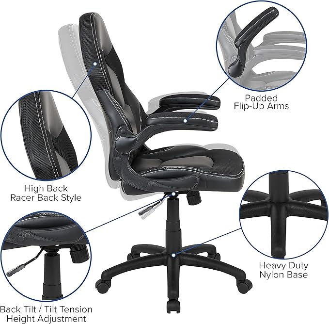 Flash Furniture Red Gaming Desk and Black Racing Chair Set with Cup Holder and Headphone Hook
