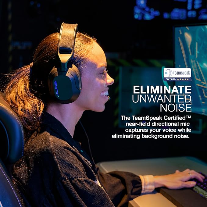 JLab Nightfall Gaming Headset with Near-Field Directional Flip-to-Mute Rotating Boom Mic, 50mm Drivers and Sound Isolating Inner Shelf, Wired 3.5mm for PC, PS5, PS4, Xbox Series X/S, Xbox one, Switch