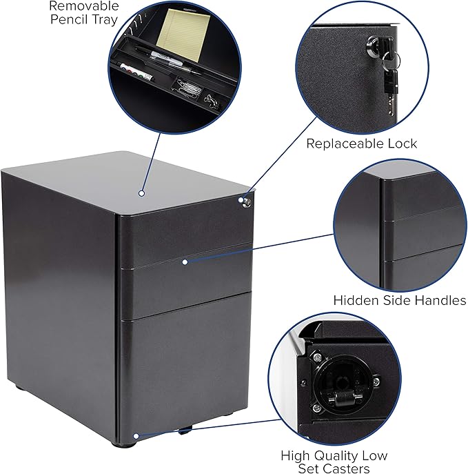 EMMA + OLIVER Work from Home Kit-Adjustable Desk, Ergonomic Mesh Office Chair, Filing Cabinet