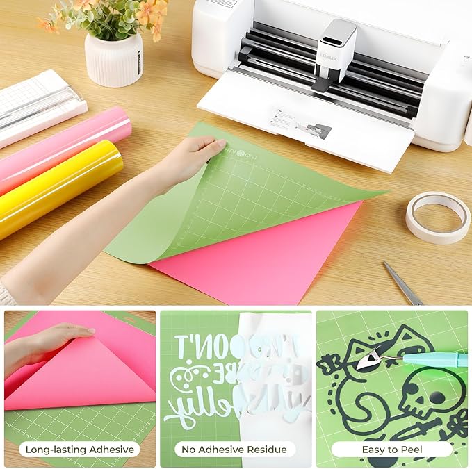 HTVRONT Cutting Mat, 6 Pcs Cutting Mat 12x12 & 12x24in(Standard, Light, StrongGrip) Compatible with Cricut Maker 3/Maker 4/Maker/Explore 3/4/Air 2/One, Variety Adhesive Sticky Cutting Mats Accessories