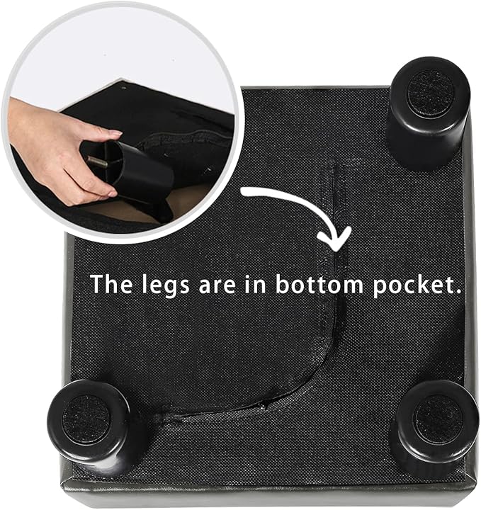 Joveco 12.6" Square Foot Rest for Under Desk PU Leather Foot Stool for Home and Office (Grey PU)