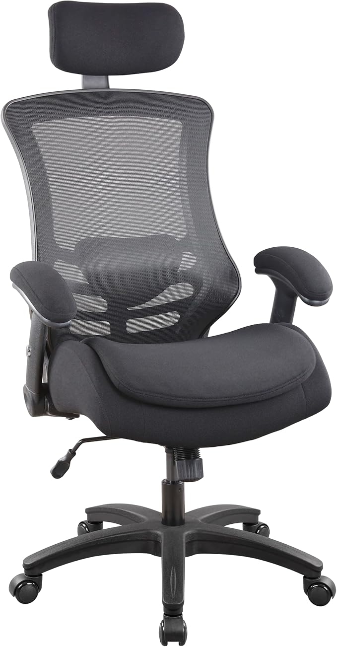 BOLISS Ergonomic Tall Office Chair with Double-Layer Seat Cushion, Desk Chair Adjustable Headrest, Adjustable Lumbar Support, Height Adjustable Flip-Up Arms