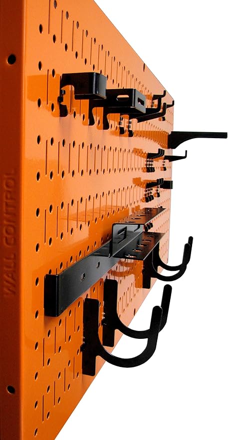 Wall Control Modular Pegboard Tool Organizer System - Wall-Mounted Metal Peg Board Tool Storage Unit for Wall Storage Tiling (Orange Pegboard)