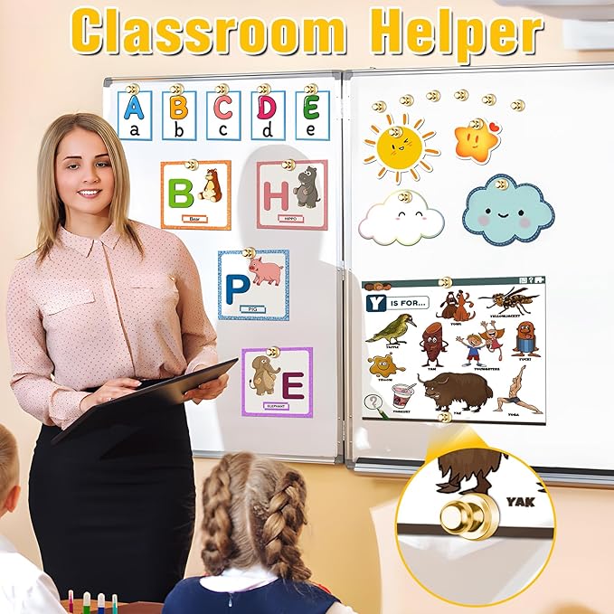 16 Pcs Fridge Magnets, Refrigerator Magnets, Small Strong Magnets, Whiteboard Magnets for Fridge, Magnetic Push Pins for Locker, Kitchen Decor and Accessories, Office, Classroom Organization