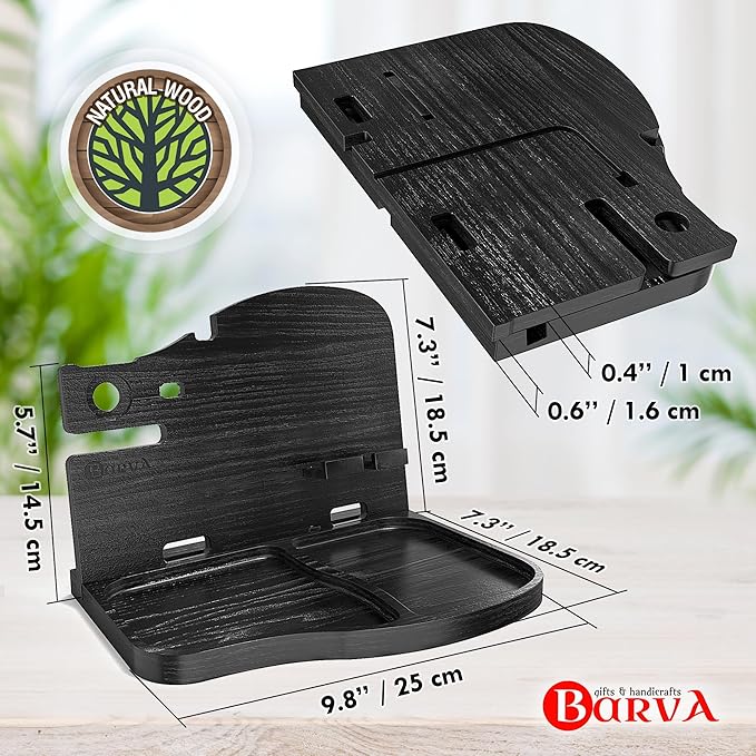 BarvA Wood Docking Station | Phone Stand & Desk Organizer | Night Stand Charging Station & Phone Holder | Compact Nightstand Organizer for Men's Accessories | Ideal Gifts for Men