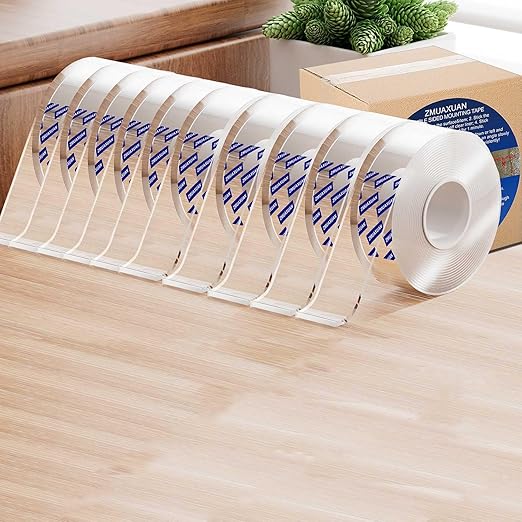 ZMUAXUAN 10 Rolls-9.85 FT Double Sided Mounting Tape Heavy Duty Removable,Clear Thick Nano Tape Adhesive Reusable,Wall Poster Picture Hanging Strips Putty, Sticky Tack Gel Glue for Hangers,Photo