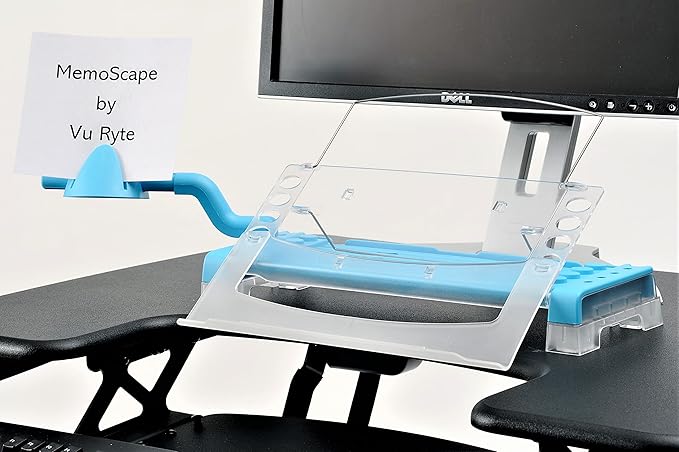 MemoScape Adjustable in-Line Document Holder for Typing | Reduce Neck Strain, Improve Focus, Boost Desk Organization, and Workflow | Paper Holder Stand for Desk and Home Office - Sky Blue (VUR 4020)