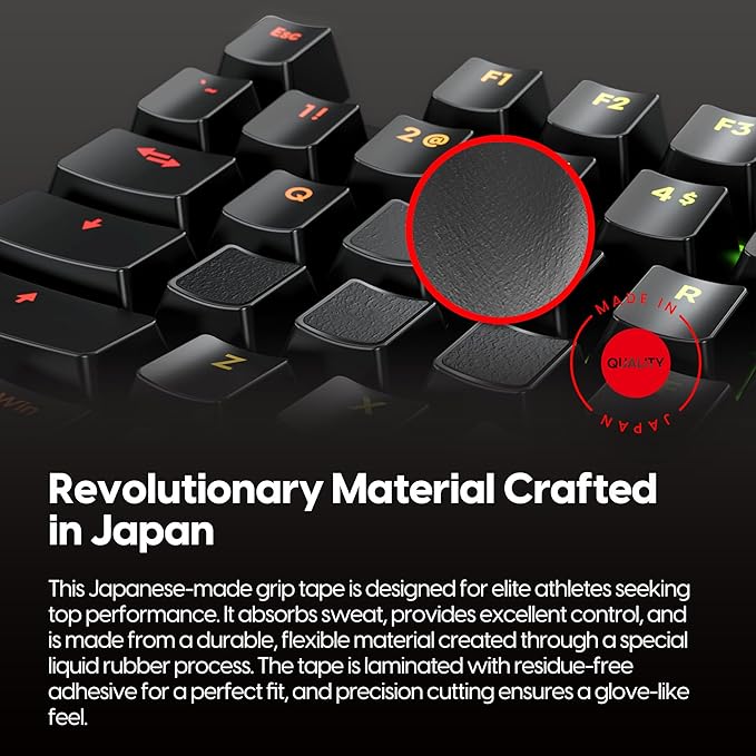 Pulsar Gaming Gears SUPERGRIP Pre-Cut Keyboard Griptape Pre-Laminated Sweat Absorbing High Performance Universal Anti Slip Mouse Keycap Grip Tape Ultra-Thin 0.5mm (0.02in)