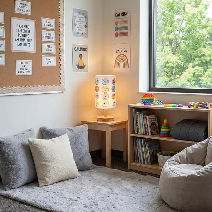 Glooglitter Classroom Lamp Calming Corner Decor Cozy Center 11.61 Inches Small Bedside Desk Lamp USB Rainbow Reading Book Center Supplies for Home Bedroom Playroom Nursery