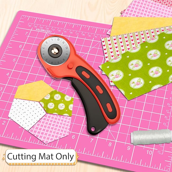 DIYSELF Cutting Mat 9in×12in, Cutting Mats for Crafts, Self Healing Cutting Mat A4, Fabric Cutting Mats Double Side for Sewing, Quilting, Craft Mat for Desktop (Pink), Matting & Mounting Materials