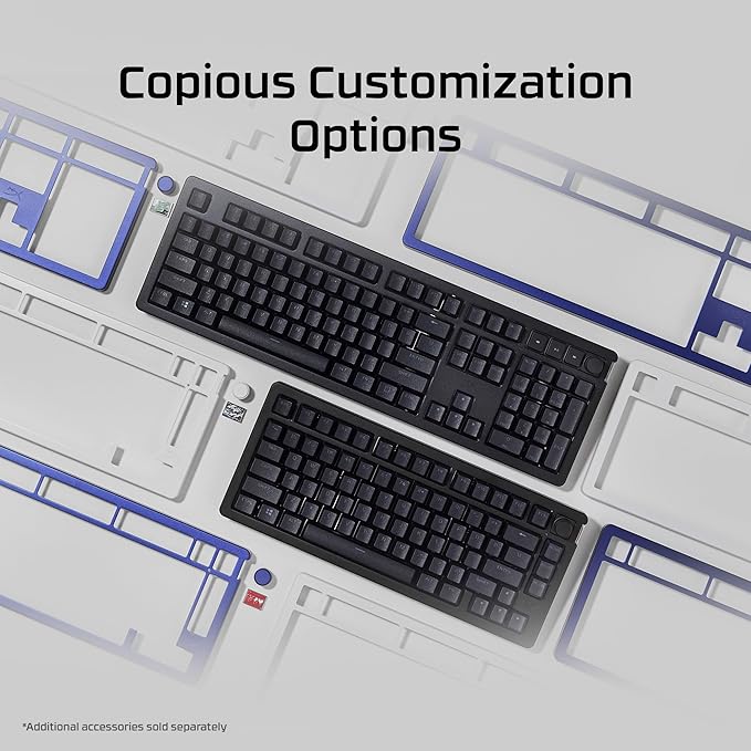 HyperX Alloy Rise – Hot-Swappable Mechanical Gaming Keyboard, PC, Ambient Light Sensor, Gasket Mounted, HyperX Linear Switches