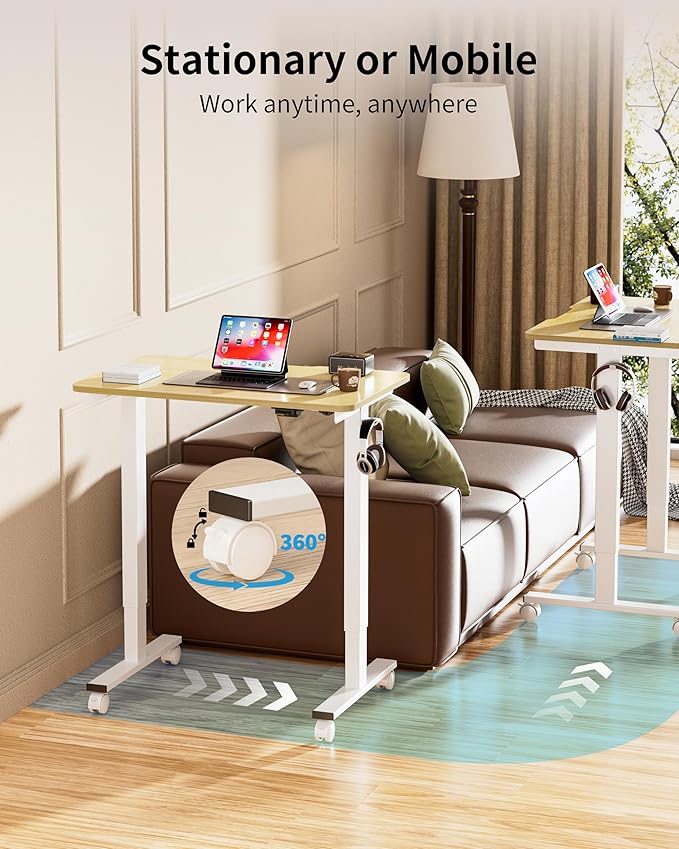 BIZUM 31.5" Small Electric Standing Desk Height Adjustable, Whole Piece Stand Up Computer Desk Work Study Writing Gaming Desks for Home Office Oak