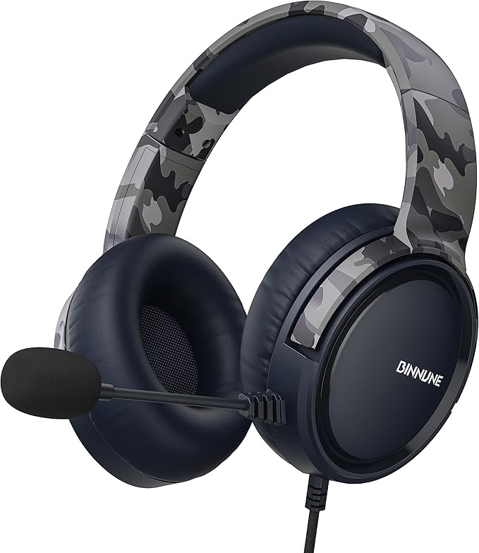 BINNUNE Gaming Headset with Mic for PS4 PS5 Xbox Series X|S Xbox 1 PC NS, Wired Gaming Headphones with Microphone for PS 4|5 Xbox1