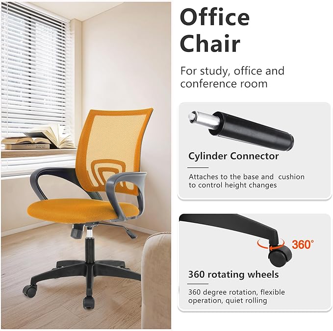 PayLessHere Home Office Chair Desk Computer Chair Adjustable Ergonomic Chair Lumbar Support Armrest Executive with High Density Mesh 360 Degree Swivel Chair for Adults Chair (Pack of 2, Orange)