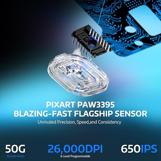 ATTACK SHARK X6 49g Superlight Wireless Gaming Mouse with Magnetic RGB Charging Base, Ultralight Mice PixArt PAW3395 Sensor, 26000DPI, BT/2.4G Wireless/Wired Mouse, 200Hrs Battery for Win/Mac