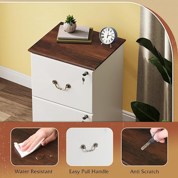 DEVAISE 2 Drawer File Cabinet, Small Rolling Filing Cabinet for Home Office, Printer Stand, for A4, Letter-Size