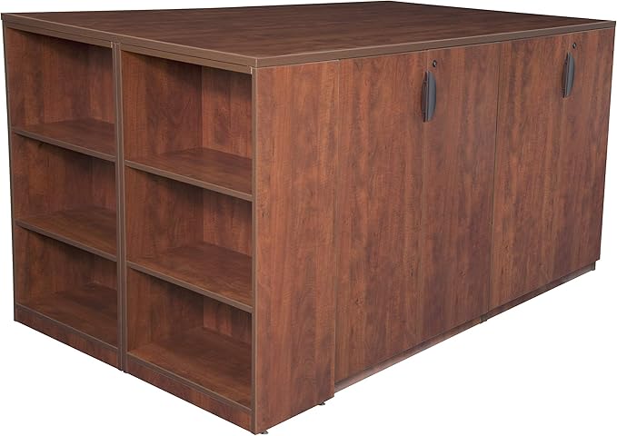 Regency Legacy Stand Up 2 Storage Cabinet/ 2 Lateral File Quad with Bookcase End- Cherry