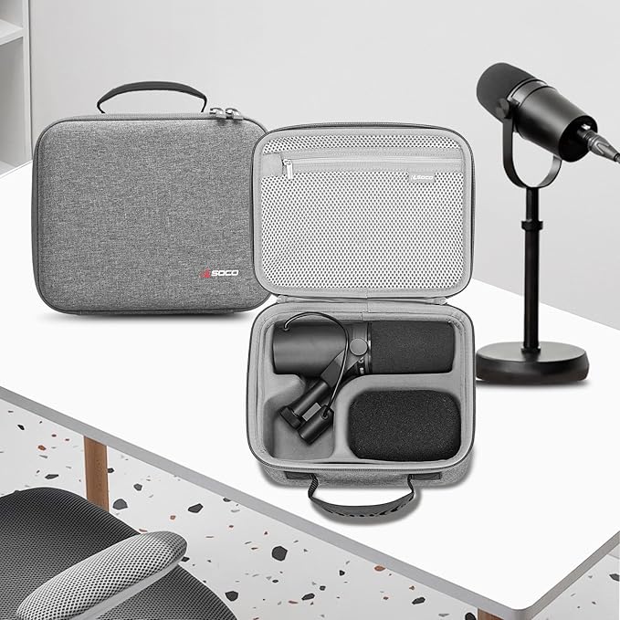 RLSOCO Hard Case Compatible With Shure MV7X / MV7+ / MV6 / MV7 / MV7i Podcast Dynamic Microphone & Shure SM7B / SM7dB Vocal Dynamic Microphone