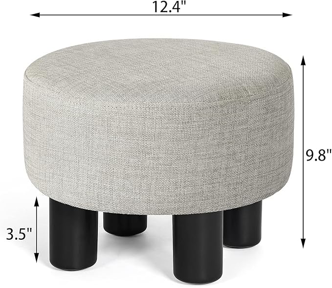 Joveco 12.4" Foot Rest for Under Desk Round Stool for Home and Office (Light Grey)