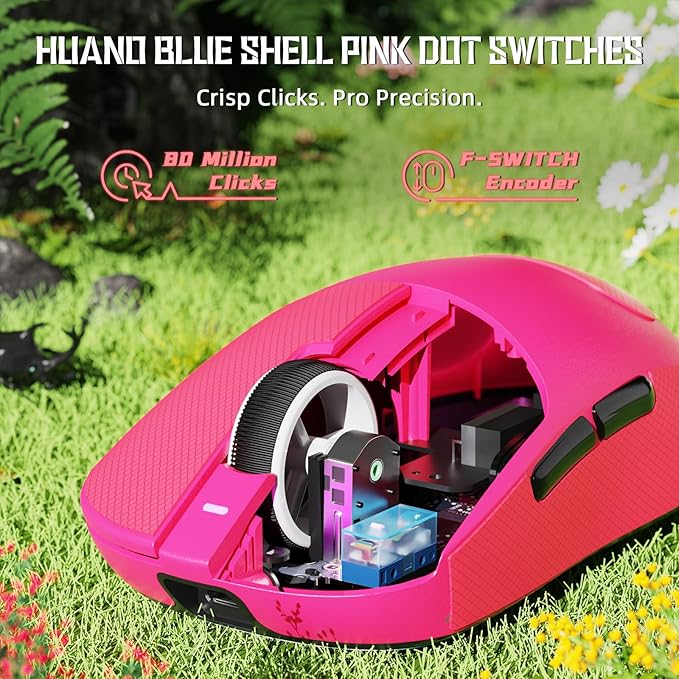 ATTACK SHARK X8 SE Wireless Gaming Mouse,55g Ultra-Lightweight Wired/BT/2.4GHz Wireless Programmable Mouse,1K Polling Rate,PixArt PAW3311 Gaming Sensor,25000 DPI,Tape,Gamer Mice for PC/Win/Mac (Berry)
