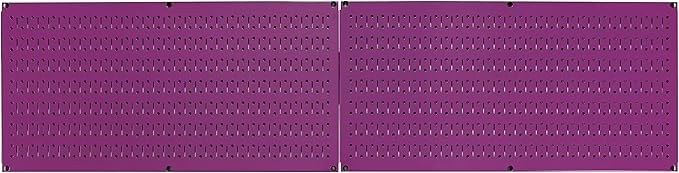 Wall Control Pegboard Rack Horizontal Metal Pegboard Garage Tool Storage Pack - Two 32-Inch Wide x 16-Inch Tall Easy To Install Peg Boards (Purple)