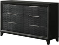 GOWE 1pc Modern Contemporary Transitional Black Textured Finish 6-Drawer Storage Dresser Wooden Solid Wood Bedroom Living Room Home Furniture Modern Style Black Color Six Storage Drawers