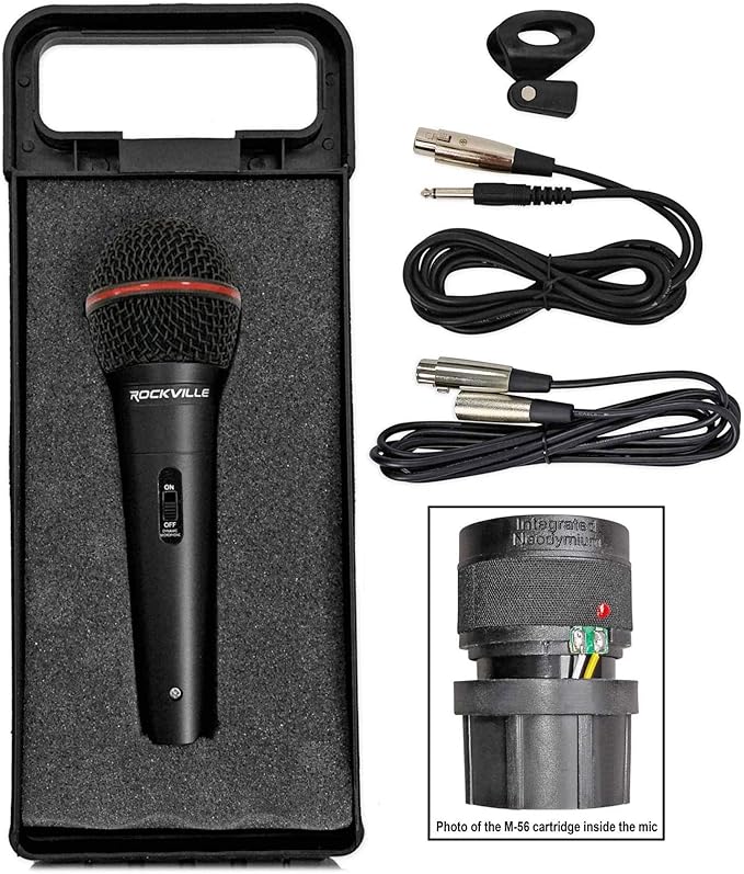 Rockville Podcasting Bundle: RMC-XLR Metal Handheld Dynamic Microphone, Dual Cables, RVMIC1 v2 Pro Tripod Mic Stand, Telescopic Boom, 2-Items