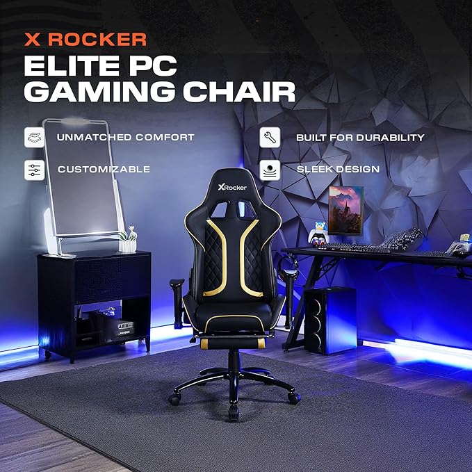 X Rocker PC Computer Gaming Desk Chair with Wheels, College Dorm Room Essentials for Guys and Girls, Adjustable, Ergonomic Office Chair, Gifts for Gamers