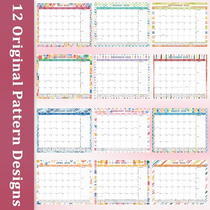 Ospelelf Desk Calendar 2026 Large 22"x17" Monthly Family Planner Pad with Protective Cover 18 Months Use From Now to December 2026 Geometry