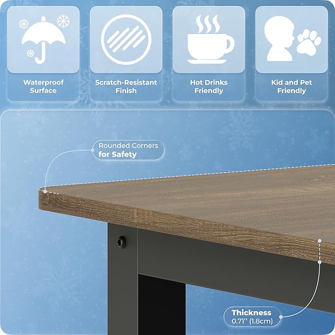 43" Home Office Desk Modern Computer Desk 43.3x23.6x29.5 inches PC Table with Thicken Frame Industrial Style Sturdy Metal Frame Furniture for Writing Gaming Rustic Brown+Black