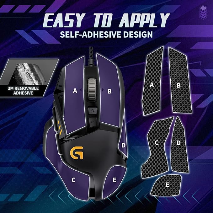 TALONGAMES Mouse Anti Slip Grip Tape Compatible with Logitech G502 Wired / G502 Wireless Gaming Mouse, Palm Sweat Absorption, Thin 0.5mm, Cut to Fit, Easy to Apply, Mouse Skin