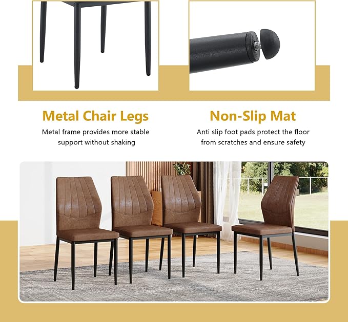 Table and chair set.71 inch oval tempered glass dining table,black double column light luxury style.Paired With 8 Comfortable Technology-Fabric Brown Chairs With Black Metal Legs. Accurate size, sui